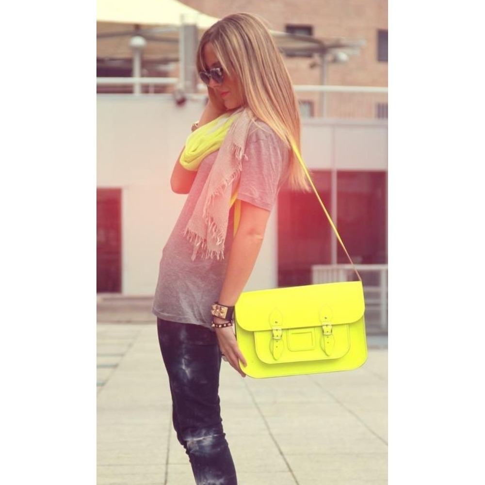 Stella Rittwagen Neon Yellow Leather Satchel NWOT